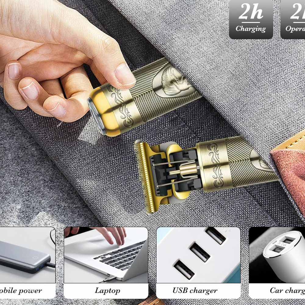Mini Regolabarba e Tagliacapelli Multifunzione 3 in 1 con Lame in Acciaio Inox - Ricaricabile USB e Impermeabile