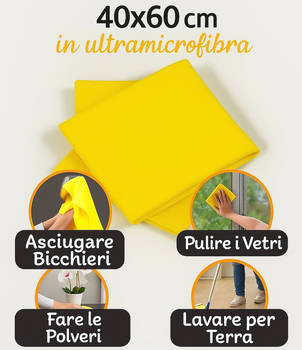 (3 Pezzi) Panno Cristal Microfibra: Efficienza e Versatilità in un Solo Prodotto