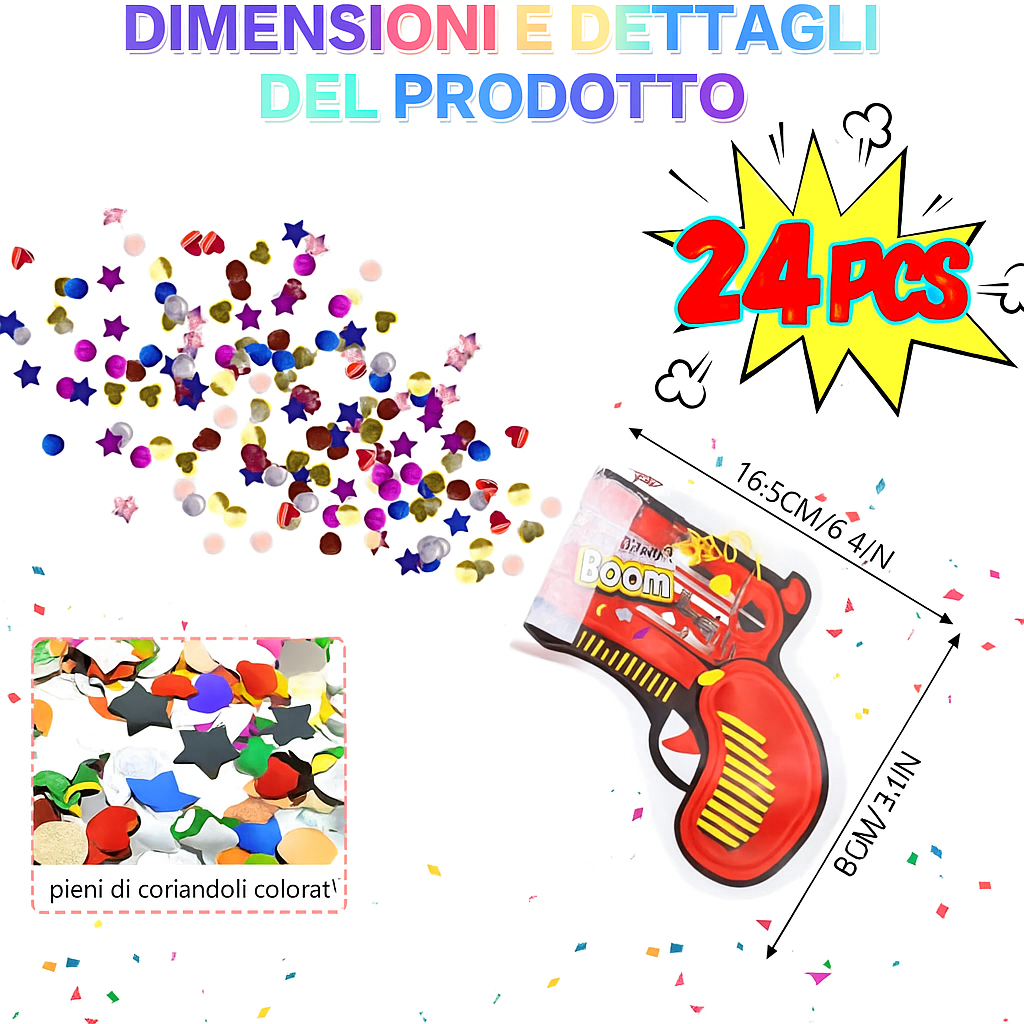 🎉 24 Pistole Spara Coriandoli "Boom"