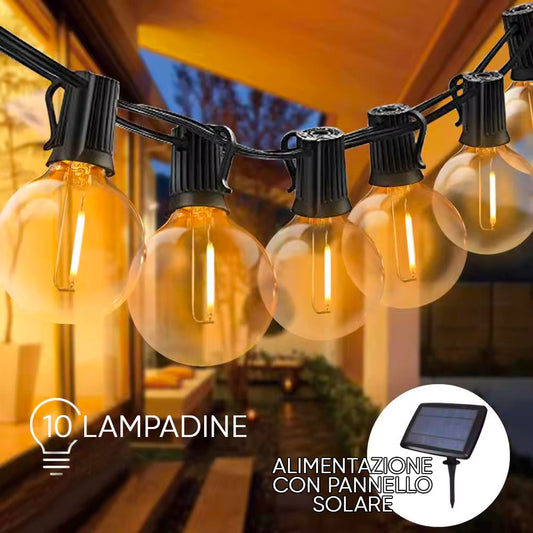 Catena Luminosa 10 Lampadine con Pannello Solare - 4 Metri