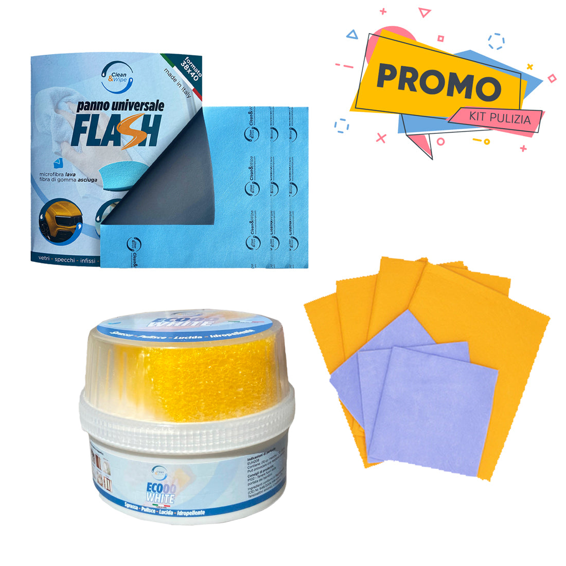 Kit Pulizia Totale! Ecooo White + Panno Flash + Panno Memy