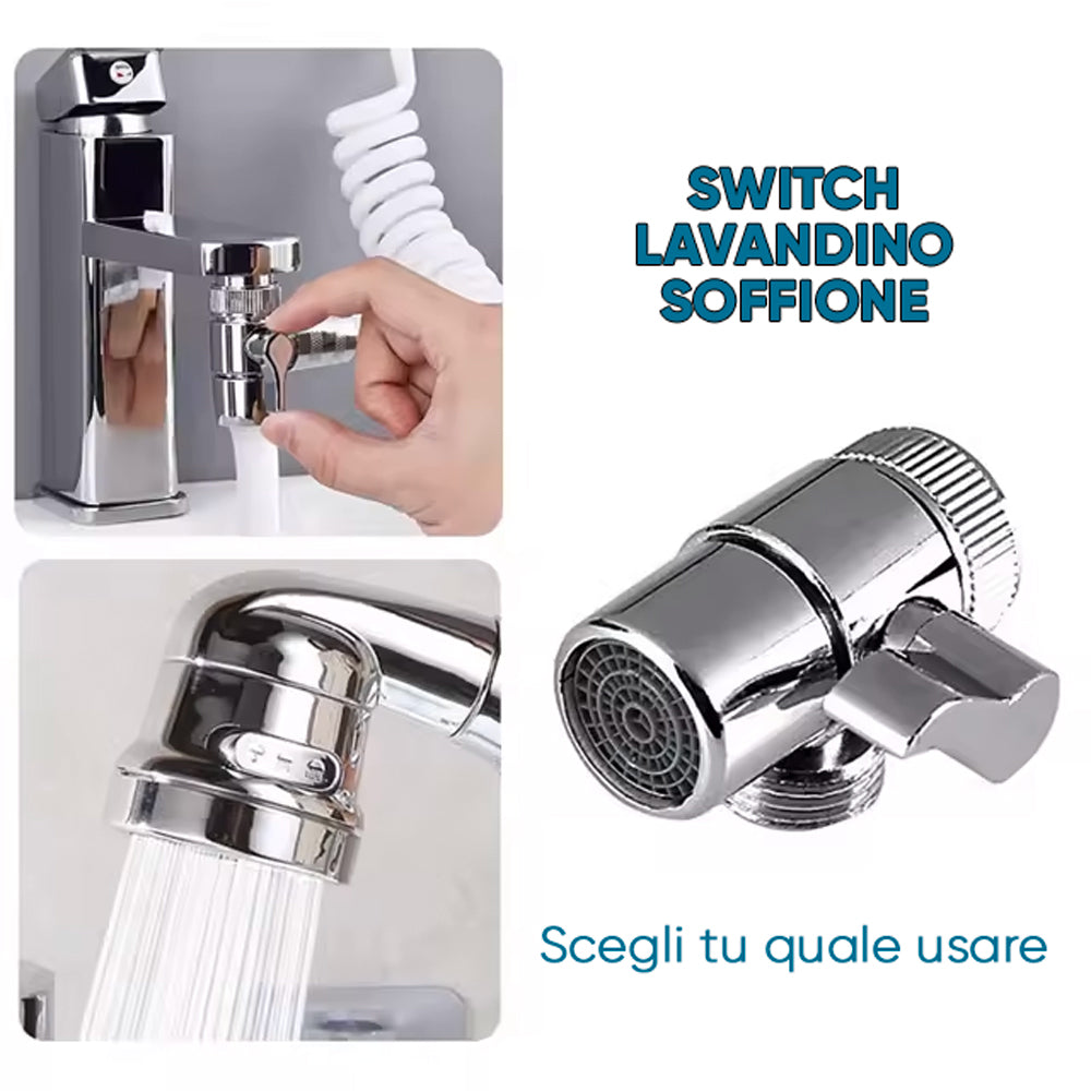 Set Soffione Doccetta per Lavandino con Tubo a Spirale